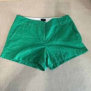 J.Crew Re-Imagined Chino Shorts Kelly Green Size 6 H5616 Mid Rise 3 Inch Inseam